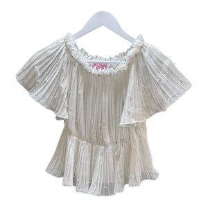 Luxuoire Cropped Off the Shoulder Top with Bling - S